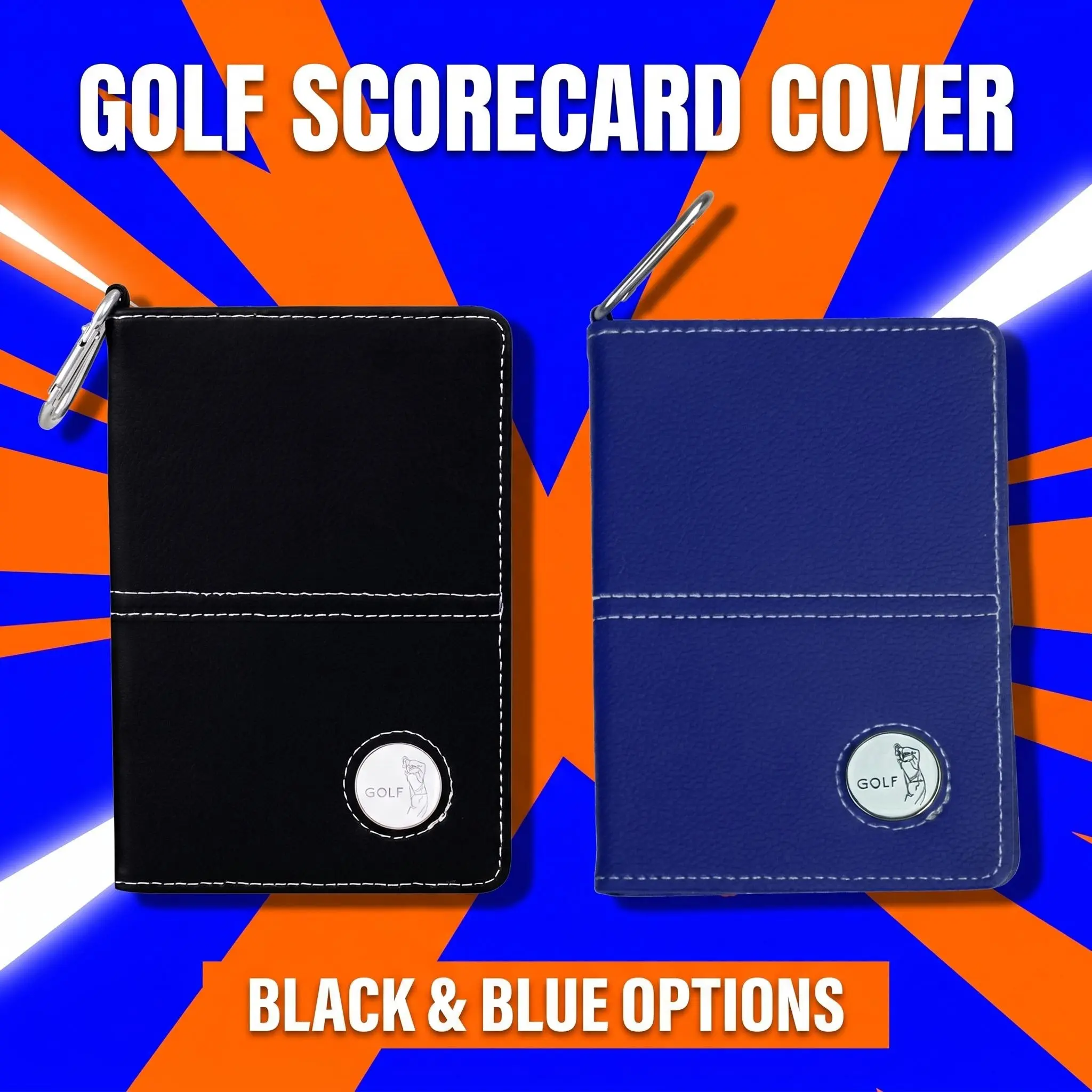 PU Leather Golf Scorecard Holder, Slim and Durable Yardage Book Cover, Water-Resistant with Divot Tool, Pencil Loop, and Carabiner for Golfers, Compact, Lightweight travelessentials, Golf-Themed Golf Accessories