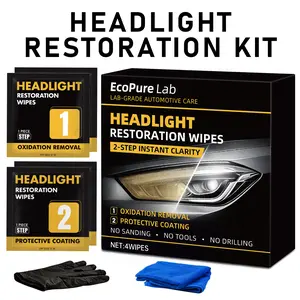 EcoPure Lab 2 Car Headlight Restoration Wipes – Repair Oxidized, Yellowed, and Cloudy Headlights, Enhance Crystal Coating Protection, Restore Headlight Clarity