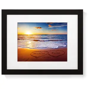 Love on Beach Heart in Heart Personalized Photo Print Gift,includes Names and the Date Unique Gift for the Wedding Anniversary. 11x14 inches D-Mats UNFRAMED
