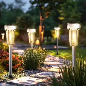 12 Pack Solar Pathway Lights Outdoor,  Metal Solar Outdoor Lights Tungsten Bulb Landscape Lighting Garden Decor for Path Yard Lawn Walkway Driveway