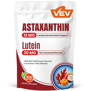 VEV Astaxanthin Lutein Saffron Softgels – 12mg, 20mg, 20mg with MCT Oil – 300 Count, Vegan