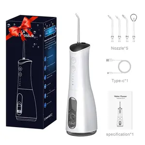 300ml Water Flosser  Cordless Portable Oral Irrigator  Powerful motor, detachable, easy to clean, rechargeable  IPX7 Waterproof Water Flosser – Oral Care Set Includes 5 nozzles and 4 modes  Effectively removes plaque  Ideal for home and travel