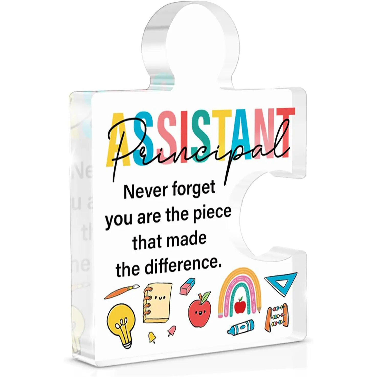 Assistant Principal Gifts for Men Women, Appreciation Christmas Retirement Gifts for Assistant Principal, Acrylic Puzzle Plaque Sign Office Decor