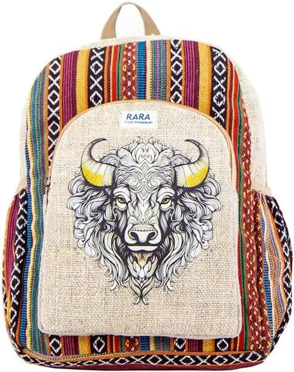 RARA Handmade-Unique design Hemp backpack, very popular in FAIR TRADE and light weight backpack from the top of Himalayas