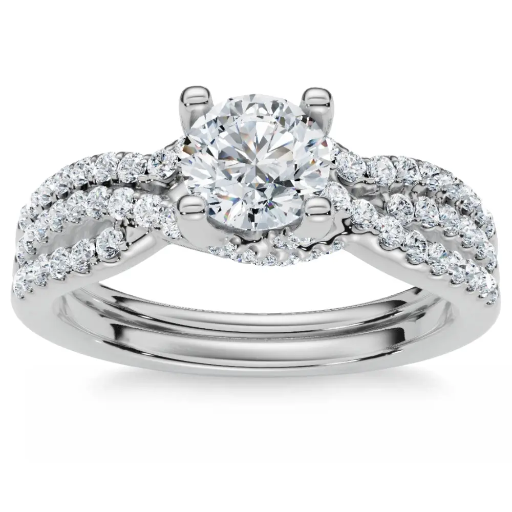 1ct Infinity Diamond Engagement Wedding Ring Set 14K White Gold