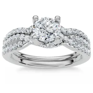 1ct Infinity Diamond Engagement Wedding Ring Set 14K White Gold