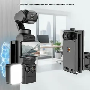 Multifunctional Cage for Osmo Pocket3 / Xtra Muse Holder Shopping Cart Gym POV Adjustable Heavy Duty Strong Magnetic Mount Bracket with Soft Pad Action Camera Adapter & Cold Shoe Hands-Free Gym Selfie Tool DJI Accessory