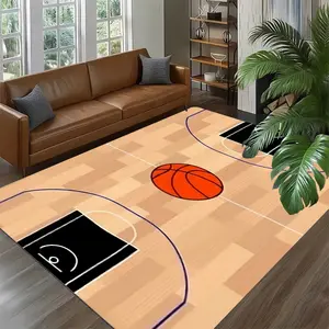 Large best-selling carpet, basketball court design with basketball, modern home decor carpet for living room, hallway, bedroom and game room