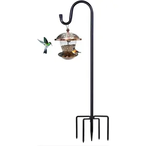 Shepherd Hooks for Outdoor, 1 Pack 62 Inch Bird Feeder Pole with 5 Prongs Base for Hanging Lantern, Hummingbird Feeder, Lightweight , Shepherds Hook for Bird Feeders for Outside