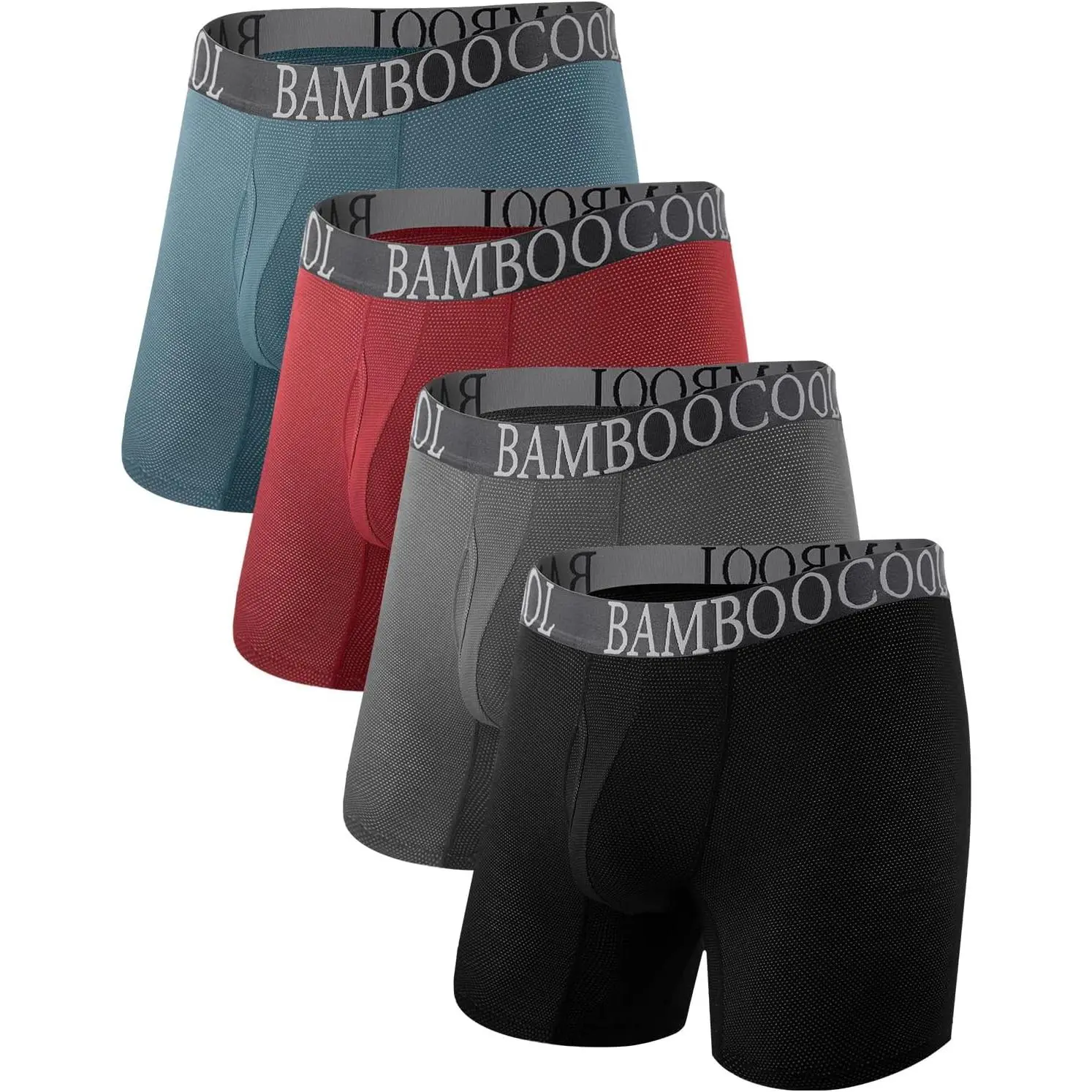 BAMBOO COOL Men's 360 °   Breathable Mesh Underwear Moisture-Wicking Boxer Briefs Cooling Performance,Multipack