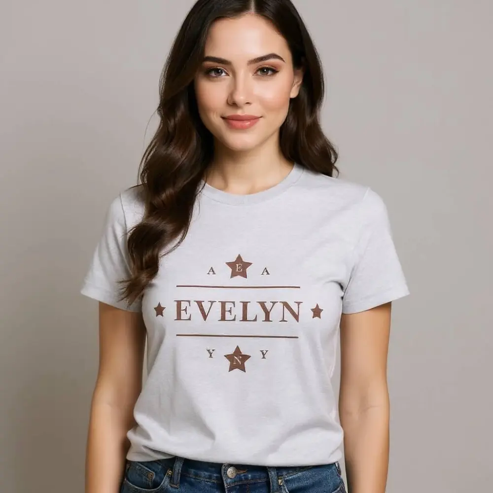 Evelyn name star emblem personalized tee, Weird Humor Unisex Shirt, Vintage Graphic Shirts for Men Women, Gen Z Shirt, Meme Shirt