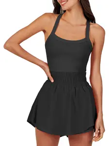 ANRABESS Women's Tennis Dress Shorts Summer One Piece Outfits Athletic Romper Sleeveless Workout Mini Skort Dress ANRABESS Women's Tennis Dress Shorts Summer One Piece Outfits Athletic Romper Sleeveless Workout Mini Skort Dress