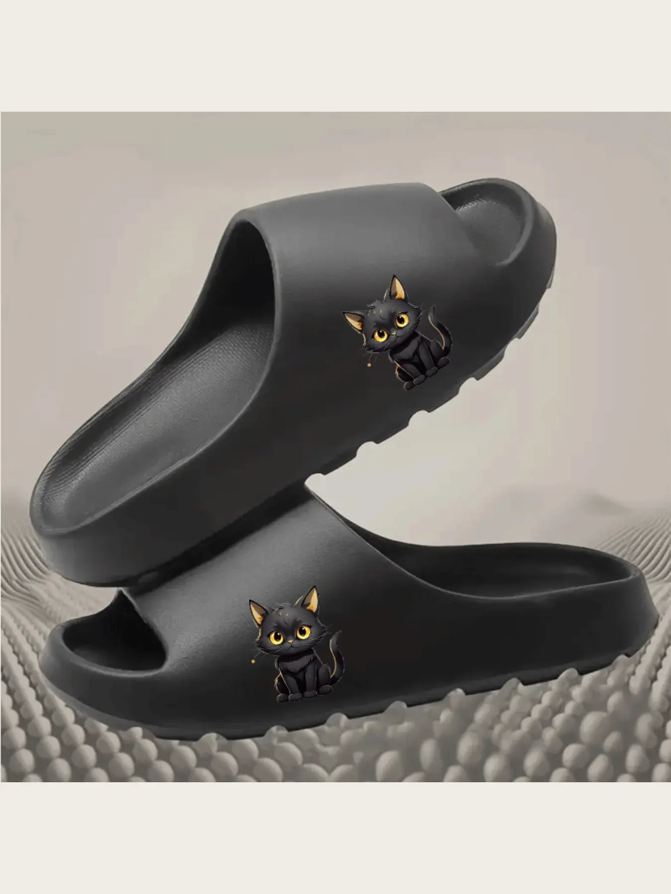 Cute Black Cat Slippers Women Men Cozy Fleece Lined Indoor House Shoes Cartoon Animal Winter Warm Non Slip Soft Sole Comfortable Home Slippers for Adults Kids Cat Lovers Gift
