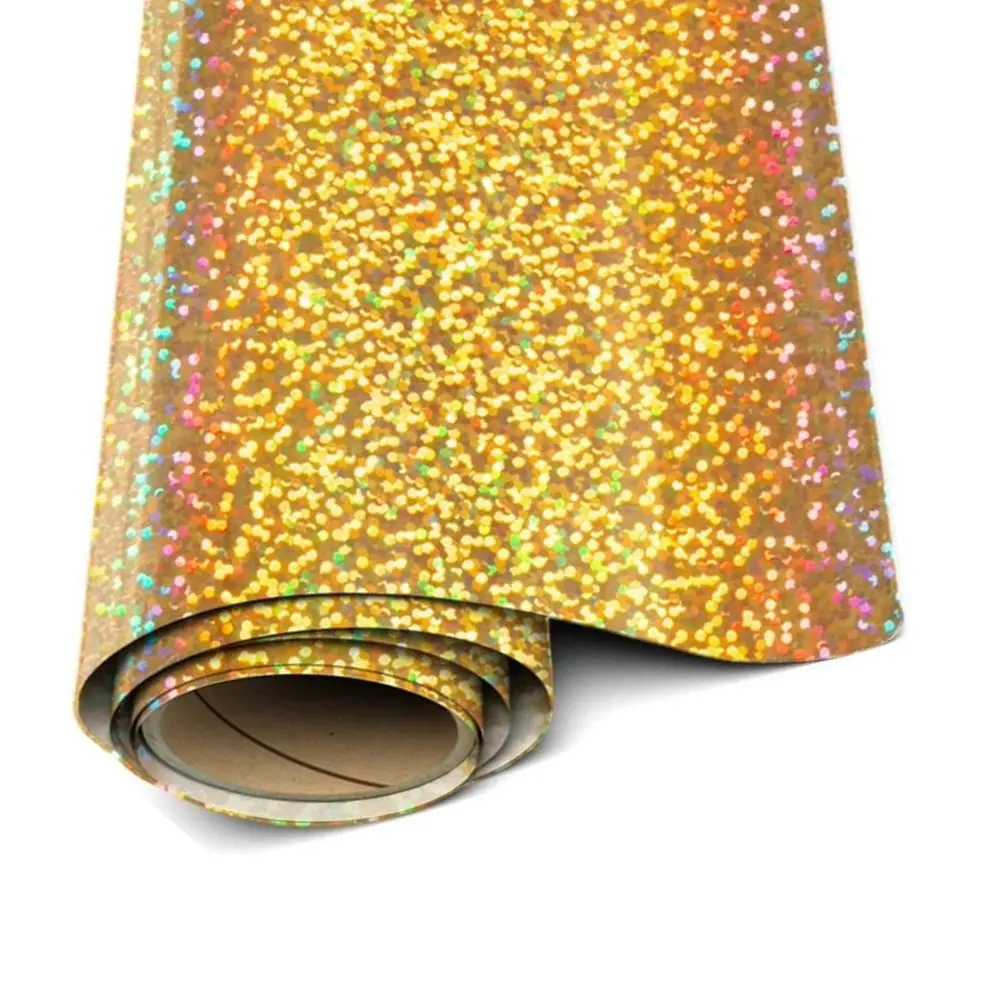 Gold Holographic Heat Transfer Vinyl - Siser HTV - 20" x 1 Yard ( 36 inch Roll) Iron On or Heat Press - Glitter Tshirt Design