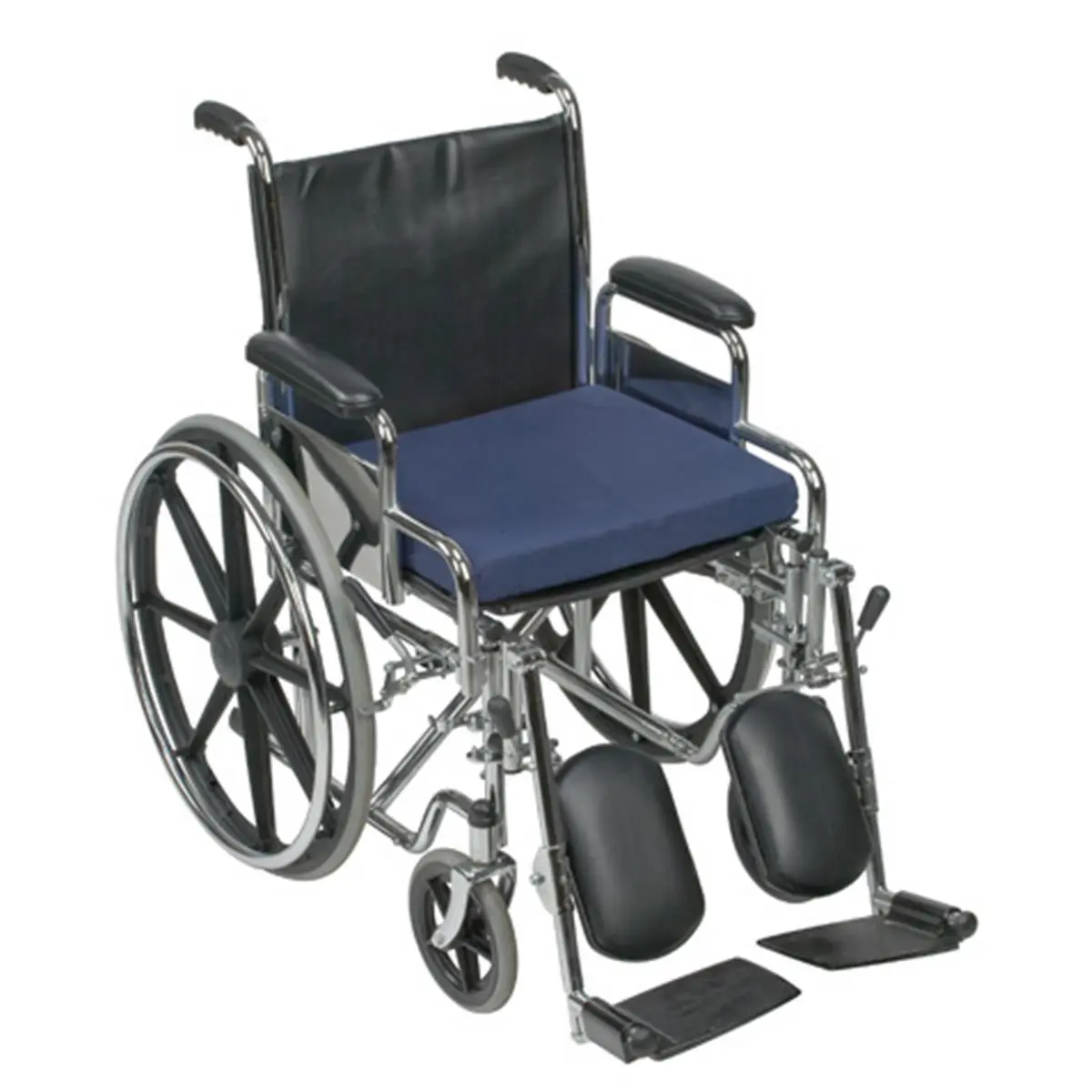Mabis 513-8020-2400 Cotton Standard Polyfoam Removable Seat Cushion for Self-Propelled Wheelchairs - 16x18x2 in, Navy