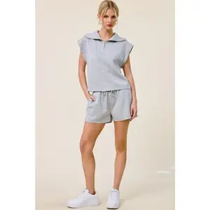Quarter Zip Scuba Top Grey