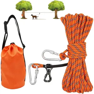Tie Out  for Camping, 50ft Portable Overhead Trolley System for Dogs up to 200lbs, Lead for Yard, Camping, Parks, Outdoor Events,5 min Set-up