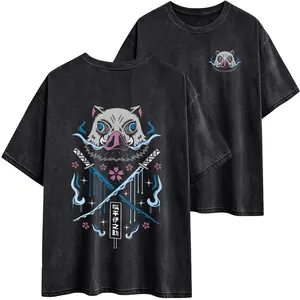 Inosuke Hashibira with his sword Dual Serrated Nichirin Katanas shirt, Washed Fabric, Demon Slayer t-shirt, Anime sweatshirt, Anime lover t-shirt graphic tees