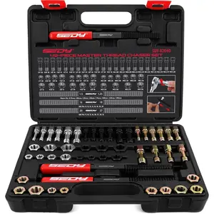 Thread Repair Thread Chaser Tool Set - 49 count Thread Cleaner Rethreading Master Kit Metric SAE Bolt Restorer File Nut Rethreader Automotive Wheel Stud Spark Plug Engine Standard Screw Threading UNC UNF