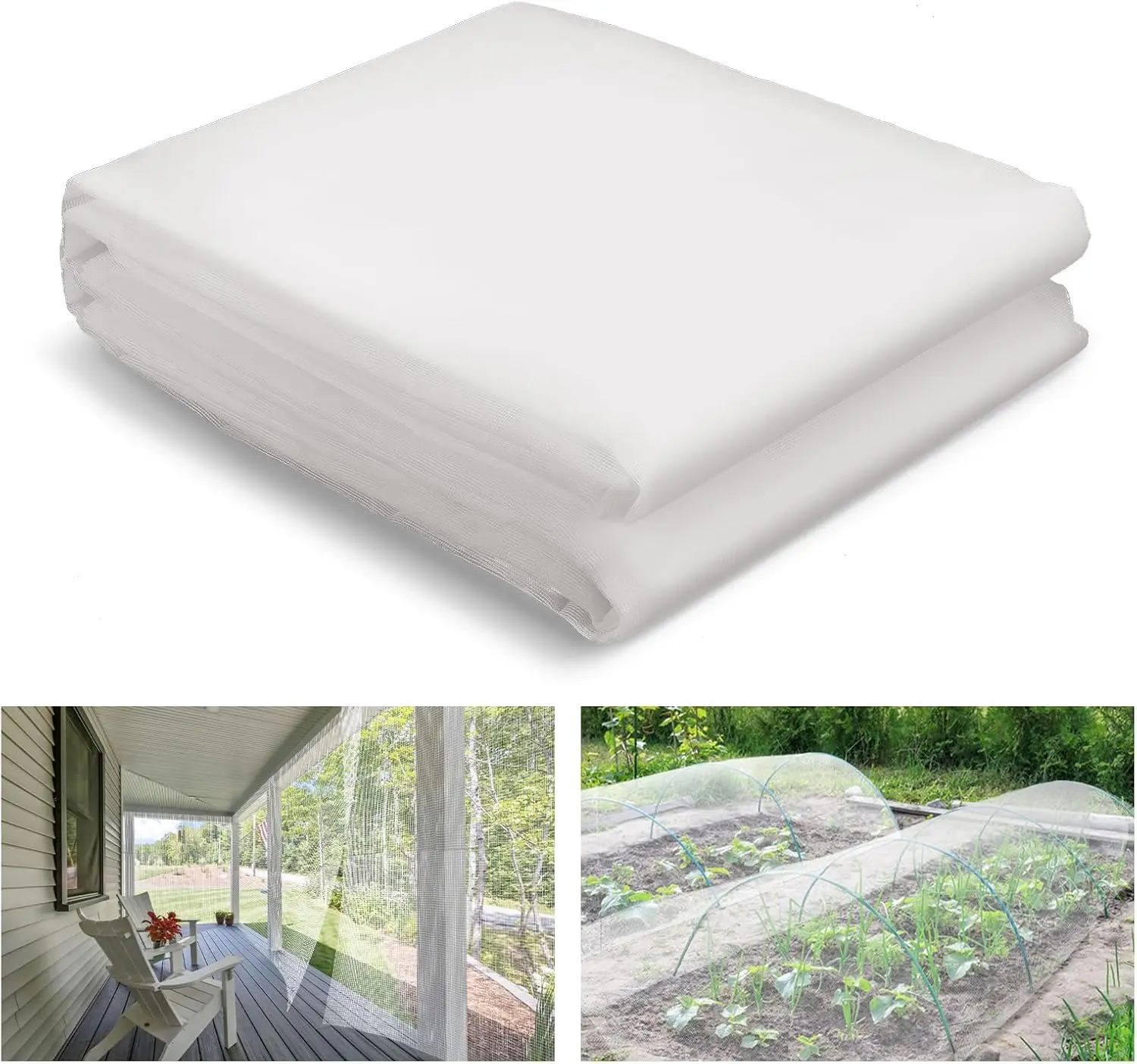 White PP garden netting, insect-proof, bird-proof, UV-resistant mesh, courtyard terrace planting protection cover