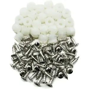 100-Pack White Plastic Hinge Dowel Inserts with Screws, Door Cabinet Hardware for Drawer Repair, Mounting & Replacement