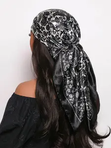 Women's Floral Print Square Scarf, Boho Style Hair Scarf, Fashionable Hair Accessories for Daily Wear, Trendy All-match & Exquisite Scarf for Gift, Turban Hijab, Floral Print Shawl
