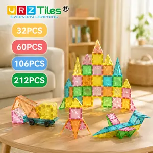 TikTok Hot YRZtiles Magnetic Building Cubes 32 60 106 212PCS Preschool STEM Educational Blocks Cognitive Math Learning Construction Toy for Toddlers