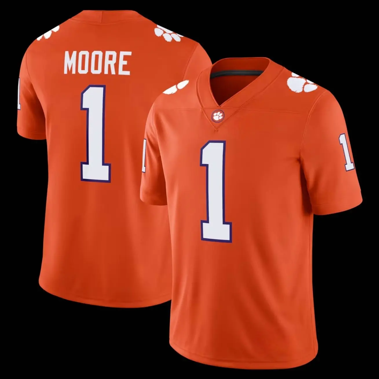Unisex Football Moore Clemson Tigers 1 Texas Longhorns Team Game Football Jersey - Orange