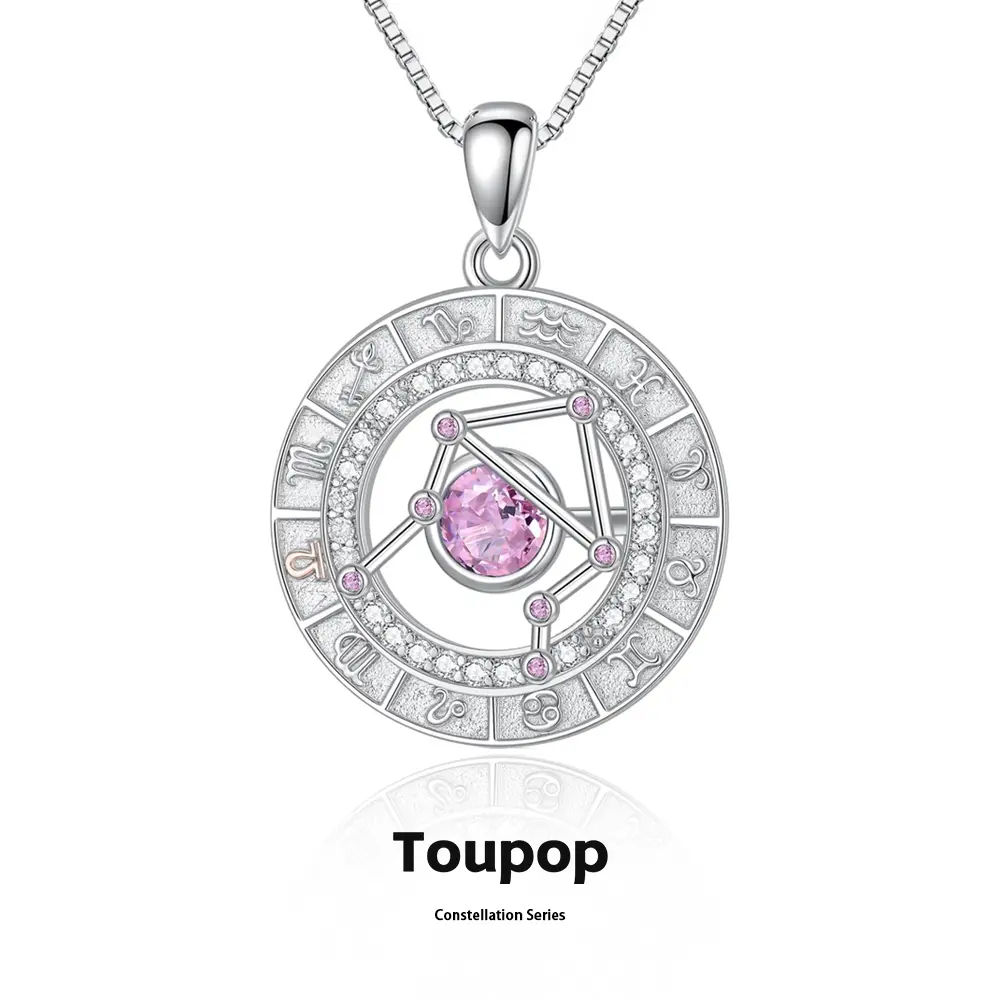 S925 Sterling Silver Zodiac Constellation Necklaces for Women Zodiac Sign Pendant Necklace with Birthstone, Birthday Jewelry for Girlfriend Wife Grandma Mom