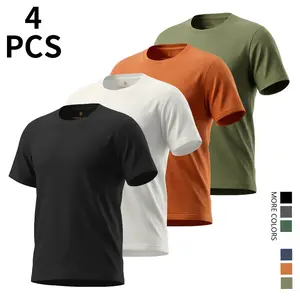 4-pack men’s solid-color short-sleeve crewneck T-shirts, suitable for summer casual sports and everyday activities; summer T-shirts