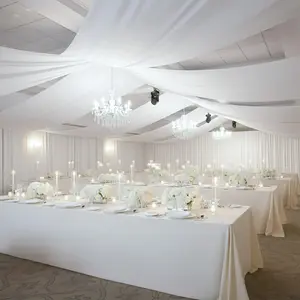White 4-Way Stretch Spandex Event Curtain Drapes, Wrinkle-Free Backdrop Panel with Rod Pockets - 5ft x 20ft