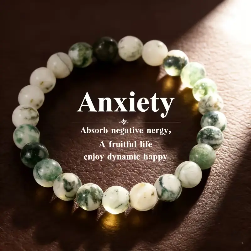 Unisex Anxiety Relief Beaded Bracelet - Elastic Band, Skin-Friendly Smooth Beads, Negative Energy Absorber, Peaceful Mindfulness Tool, Emotional Balance Aid, Trendy Stack Bangle, Adult Gift, 14-22cm Wrist Fit
