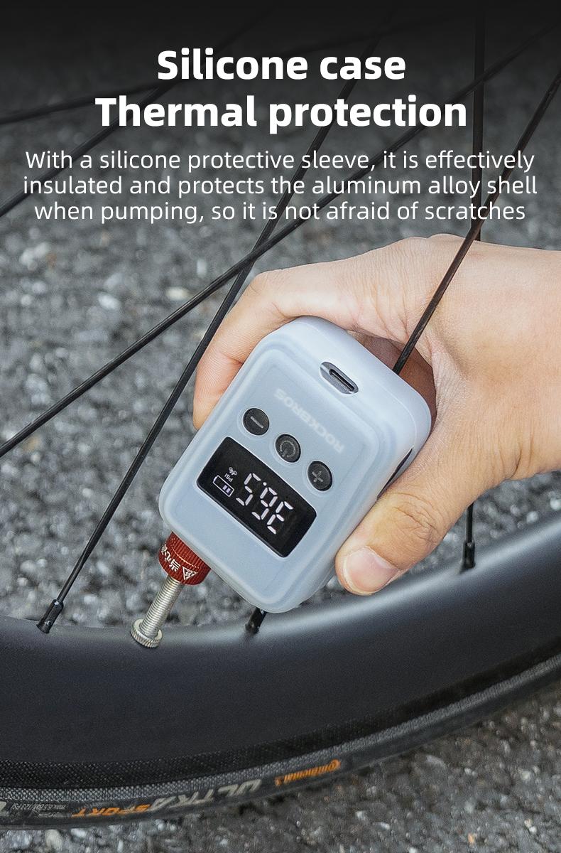 ROCKBROS Mini Bike Pump Electric 150PSI Auto-Shutoff Air Pump with Presta and Schrader Valve