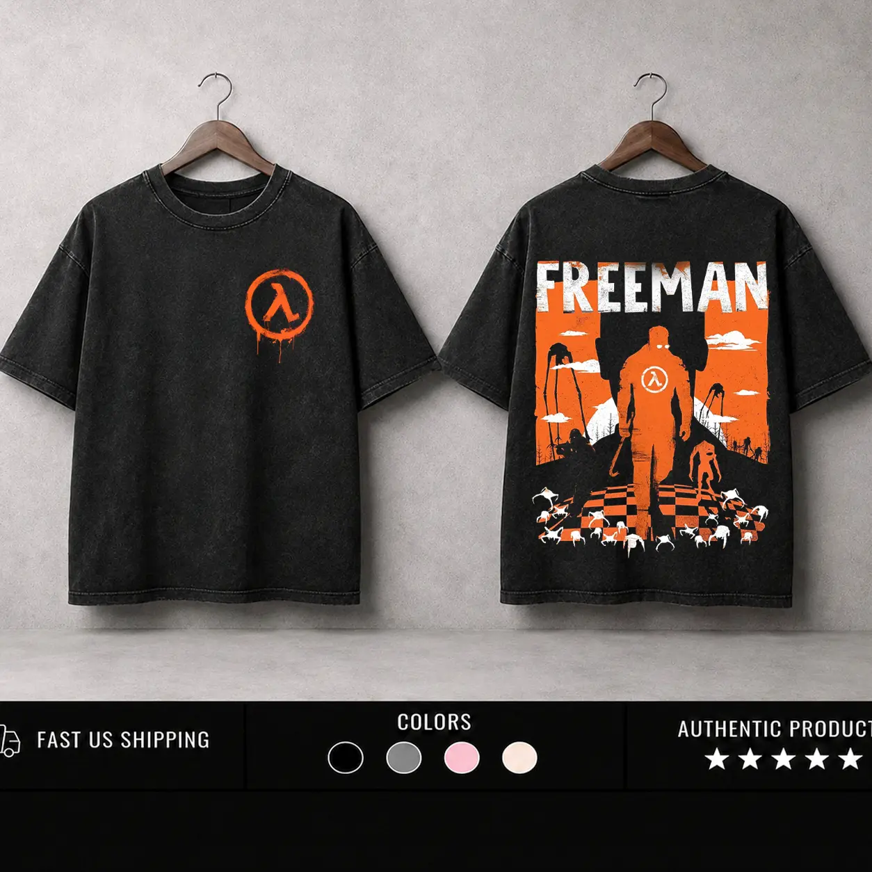 Half-Life Unforeseen Consequences Vintage Washed T-Shirt, Sweashirt, Hoodie Gordon Freeman Crowbar Graphic Tee, Science Team Oversized Unisex Cotton Shirt Fabric Menswear Seamless Tops