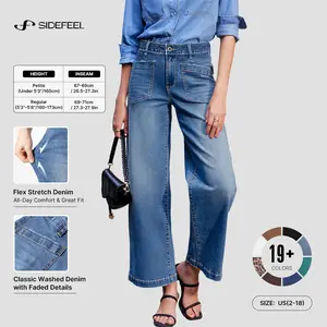 Sidefeel Women's Wide Leg Jeans High Waisted Stretchy Jeans Straight Leg Loose Fit Zimbaplatinum Ankle Denim Pants TikTokShopBlackFriday Formal Summer