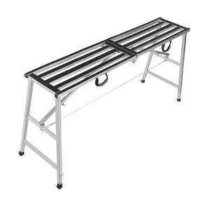 Scaffolding Platform Folding Work Platform Height Adjustment 35-55"(H) Portable Steel Step Ladder Stool for Home Improvement, Drywall Painting, Maintenance at Height Maximum Load 800lbs