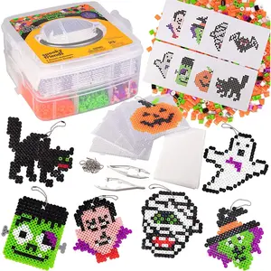 iDIY 3000 Pc Monster Fuse Bead Kit with 8 Keychains - Ghost, Witch, Vampire & More - Ornaments & Decorations - Kids