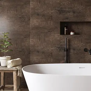 Dark Brown Concrete Wallpaper Peel and Stick Vintage Cement Wallpaper for Countertop Contact Paper for Cabinet Removable Self Waterproof Vinyl Wrap 15.7"x118"