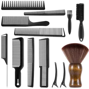 Salon Silk 13PCS Hair Cutting Shaving Brush and Comb Set Professional Barber Combs for Stylist Premium Grade Barber Brush Neck Duster Fading Comb Barber Clipper Comb