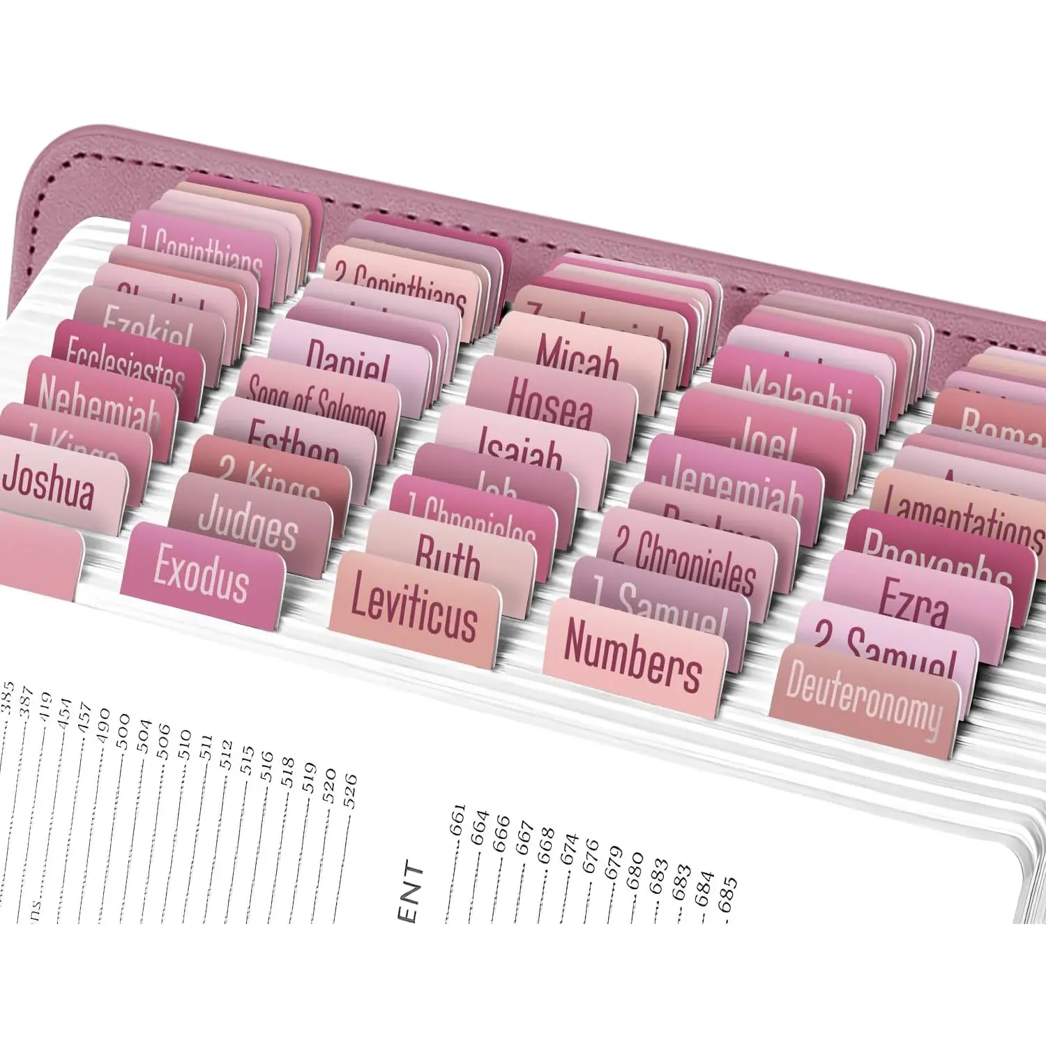 - Rosey Pinks  Tabs for Old and  Testament, 80 Large Print Tabs for  Study, Water-Resistant and Durable  Index Tabs for Women and Men - 1.7" Wide