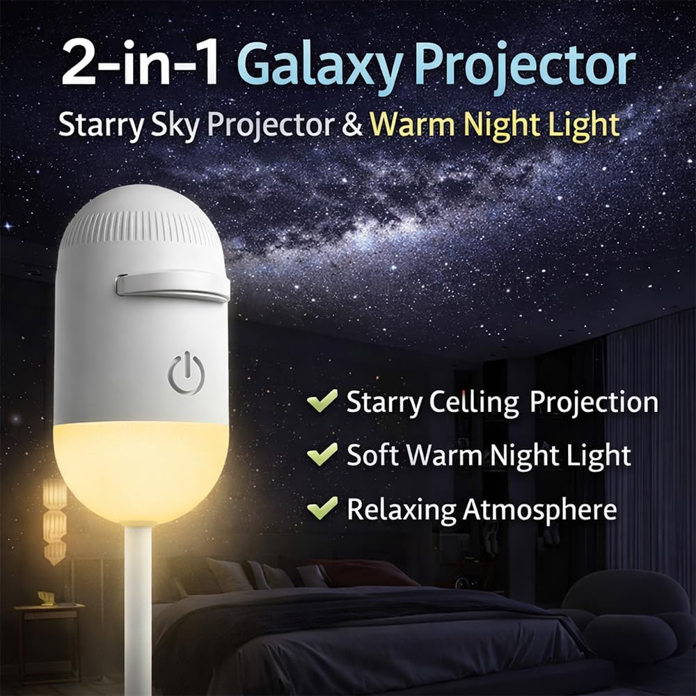 Galaxy Projector 2-in-1 Starry Sky Projector, Galaxy Star Projector Starry Projector Light, Galaxy Dual-Mode Night Light, Galaxy Projector USB