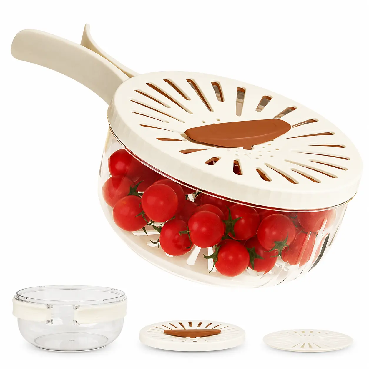 Multifunctional Kitchen Colander Basket with Lid,Pasta Drainer,Salad Bowl,Collapsible Strainer for Fruits & Vegetables,Refrigerator Storage Basket,Foldable Handle Kitchen Tool