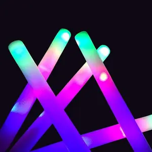 Glow Sticks Bulk - 24 Pcs LED Foam Sticks Glow Batons with 3 Modes Flashing Effect, Glow in The Dark Party Supplies