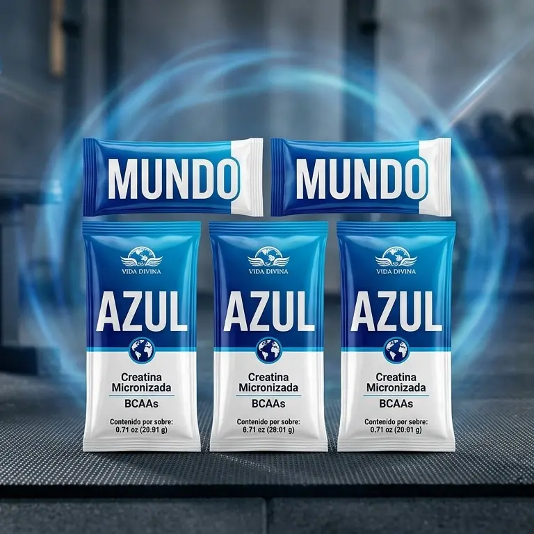 Azul Mundo Creatine Sports Energy Drink with Herbal Infusions, Muscle Mass Support, 5 Individual Sachets
