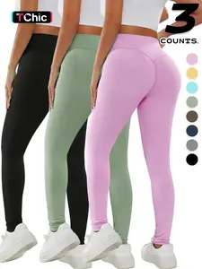 3-Pack Women's Yoga Tight Pants, High-Waisted Training Leggings, Ab Control, Perfect for Yoga, Fitness, Running, Sporty Striped Design, Fitness Tights, Activewear Bottoms, Athletic Bottoms