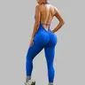 Women's Sporty Pocketed Athletic Jumpsuit, Yoga Jumpsuits, Plain Halter Neck, No Bra, Backless, Ideal for Yoga, Outdoor Activities, Daily Wear