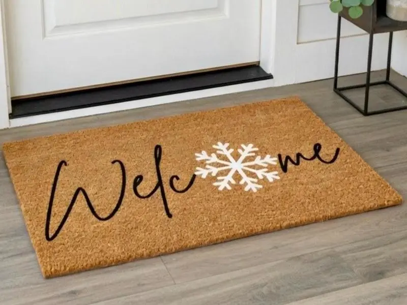 Welcome Snowflake Doormat, Winter Doormat, Welcome Mat, Winter Decor, Outdoor Rug, Christmas Doormat, Front Doormat, Christmas Decor, Snow