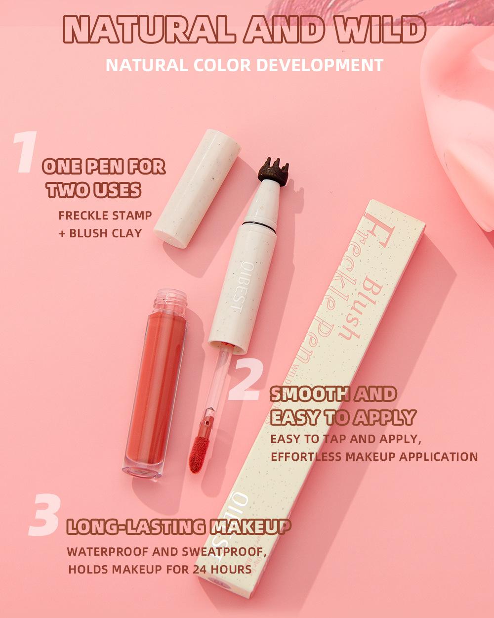 Waterproof Cream Blush with Freckle Pen, On-the-Go Beauty Must-Have, Blush gives you an instant healthy glow