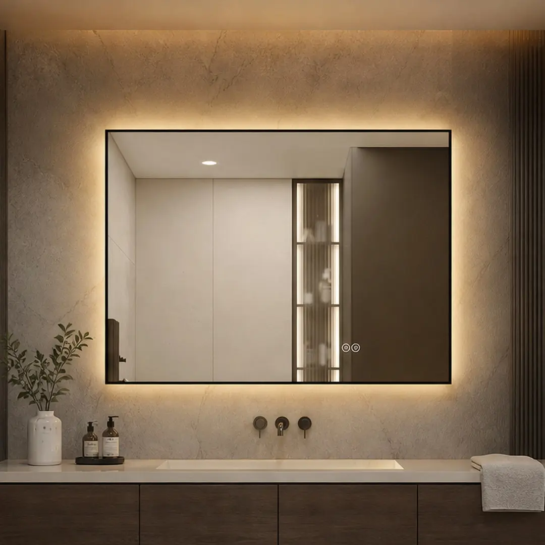 ARCH 30x36 in Rectangle Lighted Bathroom Vanity Mirror with Black Aluminium Frame, Wall-Mounted Backlit, Anti-Fog, Adjustable Dimmable 3 Color Temperatures, Memory Function, Horizontal/Vertical Mount, IP44 Waterproof, CRI>90, UL Certified, Lighted Mirror