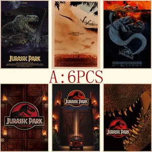 Jurassic Park Series Retro Poster, Jurassic Park Kraft Paper Personalized Background Wall Decoration, Home Decor, Ornaments